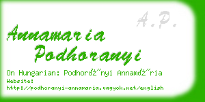 annamaria podhoranyi business card